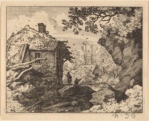 Halmhytte sett bakfra, sannsynligvis ca. 16451656. av Allart van Everdingen