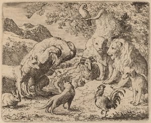 The Bear beseches the Lion for Justice, sannsynligvis ca. 16451656. av Allart van Everdingen