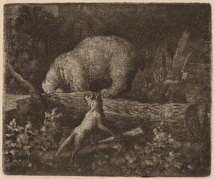 The Bear Trapped, sannsynligvis ca. 16451656. av Allart van Everdingen