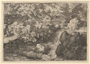 Kaskaden nær vannmøllen, 1600-tallet. av Allart van Everdingen