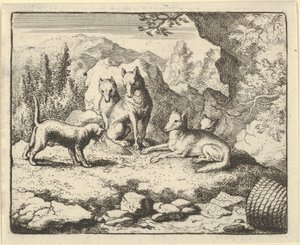Katten kaller Renard for å møte for domstolen, 1650-75. av Allart van Everdingen