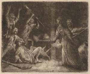 Katten fanget og slått, sannsynligvis ca. 16451656. av Allart van Everdingen