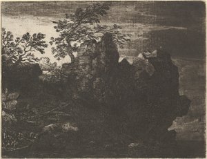 Den store steinen ved elven, 1600-tallet. av Allart van Everdingen