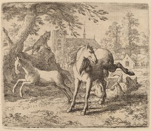 Hoppa og ulven, sannsynligvis ca. 16451656. av Allart van Everdingen