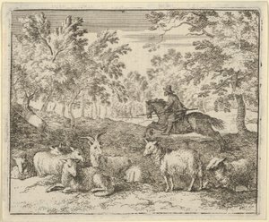 Hyrden på hesteryggen jager hjorten, 1650-75. av Allart van Everdingen
