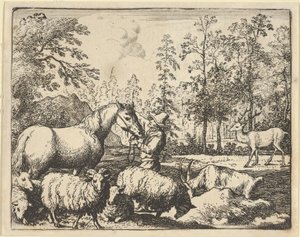 Historien om hesten som vil hevne seg på hjorten, 1650-75. av Allart van Everdingen