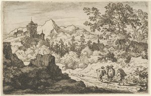 The Three Men and the Porter, 1600-tallet. av Allart van Everdingen