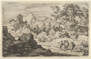 The Three Men and the Porter, 1600-tallet. av Allart van Everdingen
