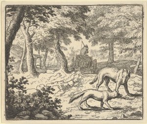 Ulven anklager Renard for å spise fisken han stjal, 1650-75. av Allart van Everdingen