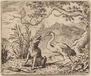 Ulven og tranen, sannsynligvis ca. 16451656. av Allart van Everdingen
