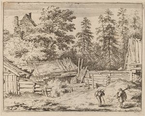 Tre hytter, sannsynligvis ca. 16451656. av Allart van Everdingen