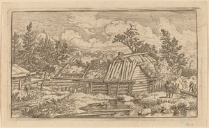 To bjelker som flyter i vannet, sannsynligvis ca. 16451656. av Allart van Everdingen
