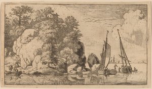 To båter på en bred elv, sannsynligvis ca. 16451656. av Allart van Everdingen