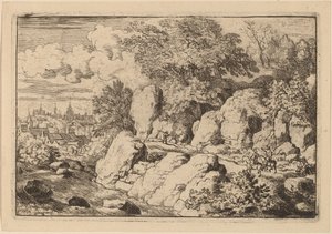 To ryttere på en steinete sti, sannsynligvis ca. 16451656. av Allart van Everdingen