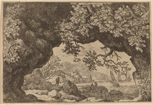 Utsikt gjennom en gjennomboret stein, sannsynligvis ca. 16451656. av Allart van Everdingen