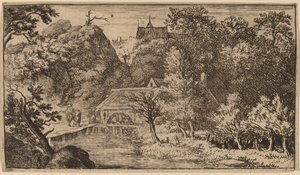Vannmølle ved foten av et fjell, sannsynligvis ca. 16451656. av Allart van Everdingen