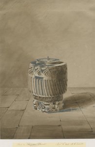 Font i Longdon Church: sepia vasketegning, 8. september 1842