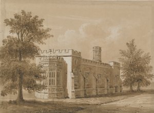 Tixall - kapell i Tixall Hall: rød-sepia vasketegning, nd [jul 1842]