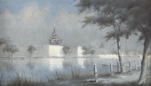 The Moat at Mandalay by Moonlight, 1924 (wc på papir)