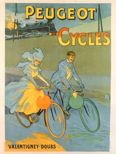 Plakat som reklamerer for Peugeot-sykler (litho-farge)