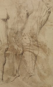 Tre studier av et mannlig ben, ca. 1637
