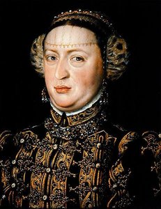 Katarina av Østerrike, dronning av Portugal (1507-78) (olje på eikepanel) av Alonso Sánchez Coello