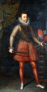 Portrett av erkehertug Albert, stående i full lengde med en stafettpinnen, 1593 av Alonso Sánchez Coello