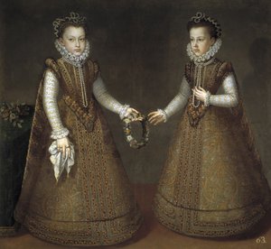 Infantas Isabel Clara Eugenia 1566-1633 og Catherine Michelle av Spania 1567-1597, ca. 1575 av Alonso Sánchez Coello