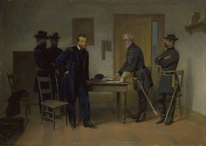 Lee overgir seg til Grant ved Appomattox, ca. 1870. av Alonzo Chappel