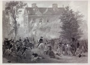 Slaget ved Germantown ved Chew House i 1777, gravert av Robert Hinshelwood (1812-c.75) c.1860 av Alonzo Chappel