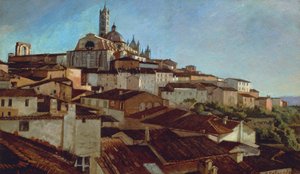 Siena, av Alfonso Hollaender (1845-1923), olje på lerret på papp, 31x51 5 cm av Alphons Hollaender