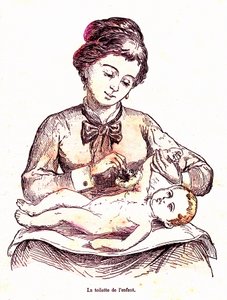 The Toilet of the Child - The Normal Life & Health av J. Rengade. Tegning av A. Demarle 1881 av Alphonse Demarle