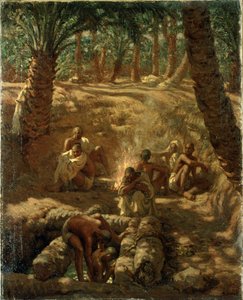 Berbers at an Oasis Well (olje på lerret) av Alphonse Etienne Dinet