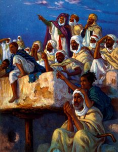 Illustrasjon som viser arabere ved bønn under Ramadan-perioden. Av Nasreddine Dinet (Alphonse-Étienne Dinet). 1861 1929