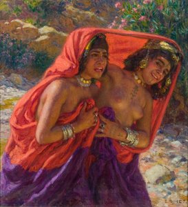 The Frightened Baders; La Fuite des Baigneuses (olje på lerret)