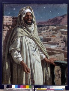 Muezzinen, et medlem av moskeen som ber om bønn (olje på lerret) av Alphonse Etienne Dinet