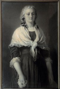 Portrett av dronning Marie Antoinette (1755-1793) ved conciergen Dronningen, representert i 1793, bærer sorg. Kulltegning av Alphonse Francois (1814-1888) 1851 Søn. 0,72x1,11 m Malmaison, musee du chateau av Alphonse François