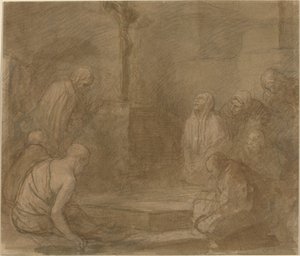Ved foten av korset. av Alphonse Legros