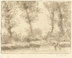 Banks of the Liane (Les bords de la Liane) av Alphonse Legros