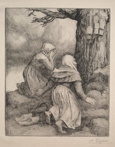 Bukker foran treet Larbre de salut. av Alphonse Legros