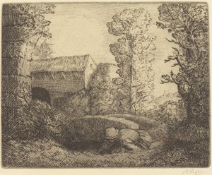 Bro ved møllen (Le pont du moulin) av Alphonse Legros