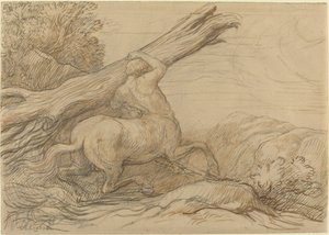 Kentaur som bærer en trestamme av Alphonse Legros
