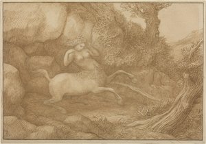 Kentaurkvinne (penn og brunt blekk over grafitt på vevd papir) av Alphonse Legros