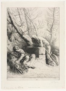 Døden og vedhoggeren, 1881. av Alphonse Legros