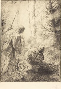 Døden og vedhoggeren, 2. plate (La mort et le bucheron) av Alphonse Legros