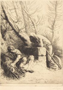 Døden og vedhoggeren, 4. plate La mort et le bucheron. av Alphonse Legros