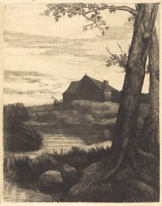Gård med stort tre av Alphonse Legros