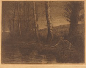 Fisker med bøylenett La peche a la trøbbel. av Alphonse Legros