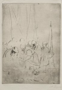 Fiskere på brygga ved Boulogne. av Alphonse Legros