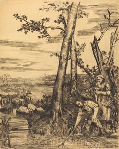 Fiske etter kreps Krepsefiskere. av Alphonse Legros